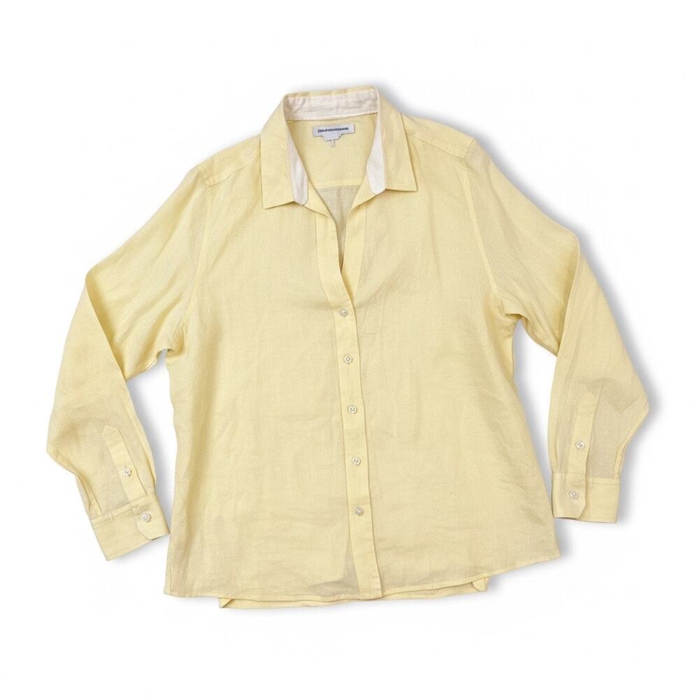 Tommy Bahama Women's Large 100% Linen Button Up Shirt Yellow NWOT Coastal Top